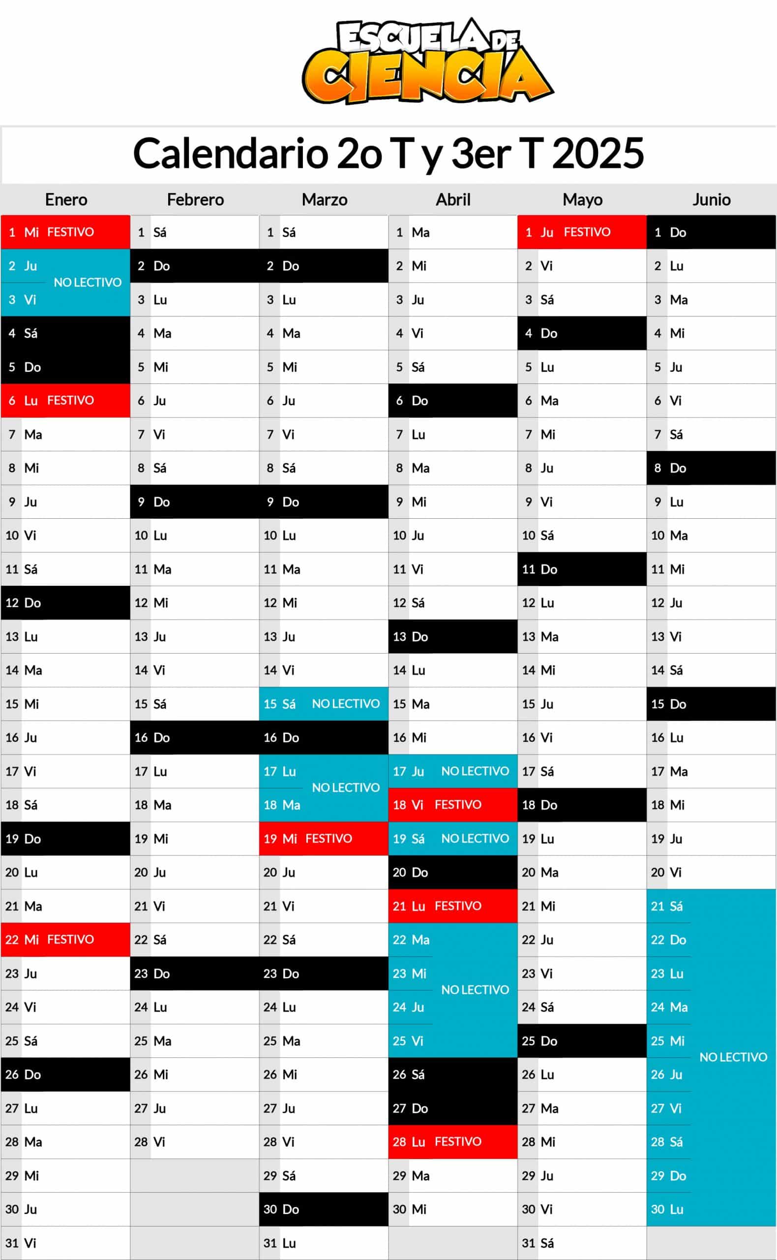 Calendario escolar 2025 ith 5